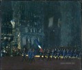 blaue Teufel auf der fünften Allee 1918 George luks Stadtbild Straßenszenen